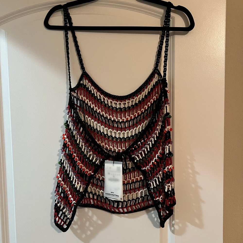 NWT Zara Beaded crochet shirt - Picture 7 of 10